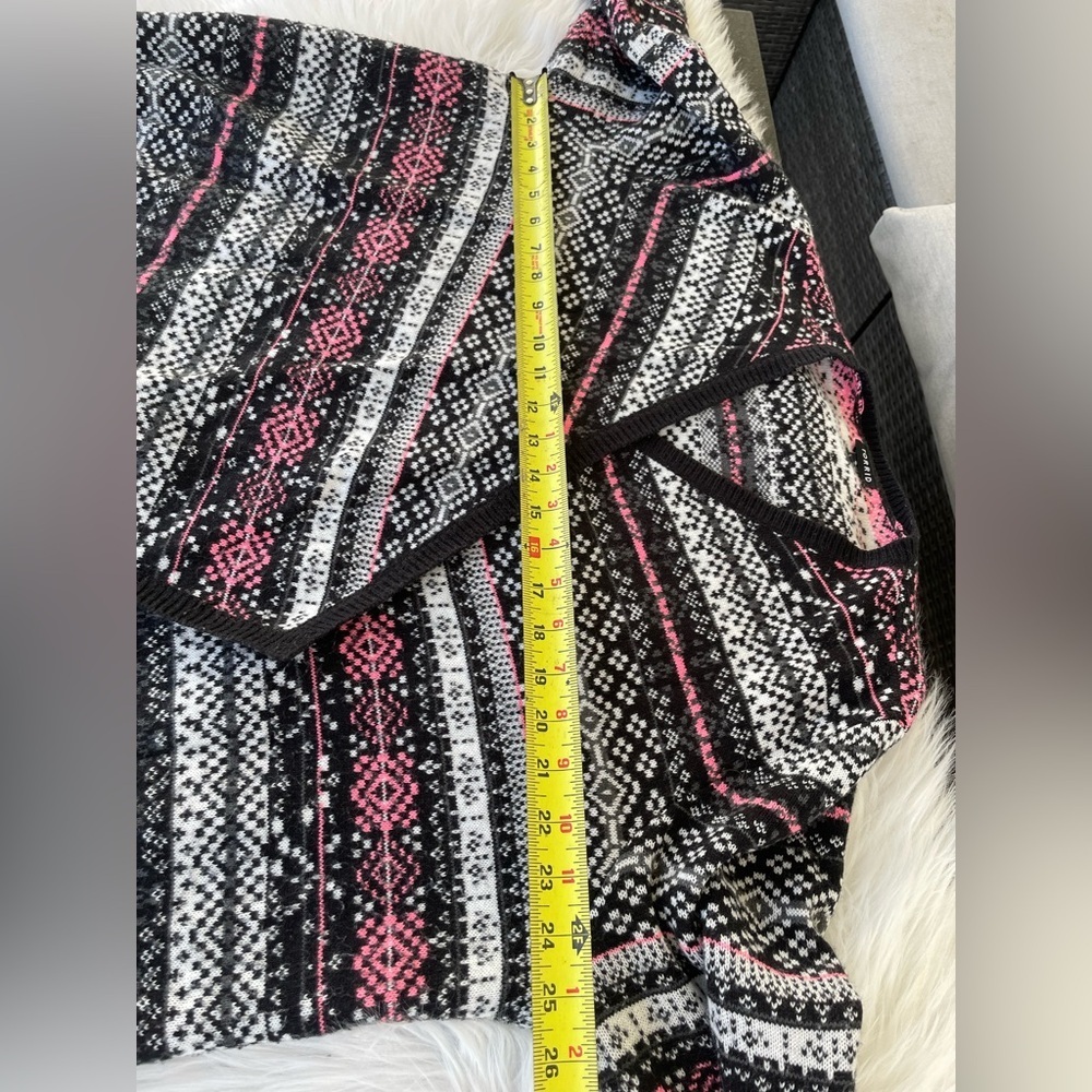 Torrid - Fair Isle Black Pink Open Front Drape Cardigan Sweater - Size 2 / 2X - Picture 6 of 8